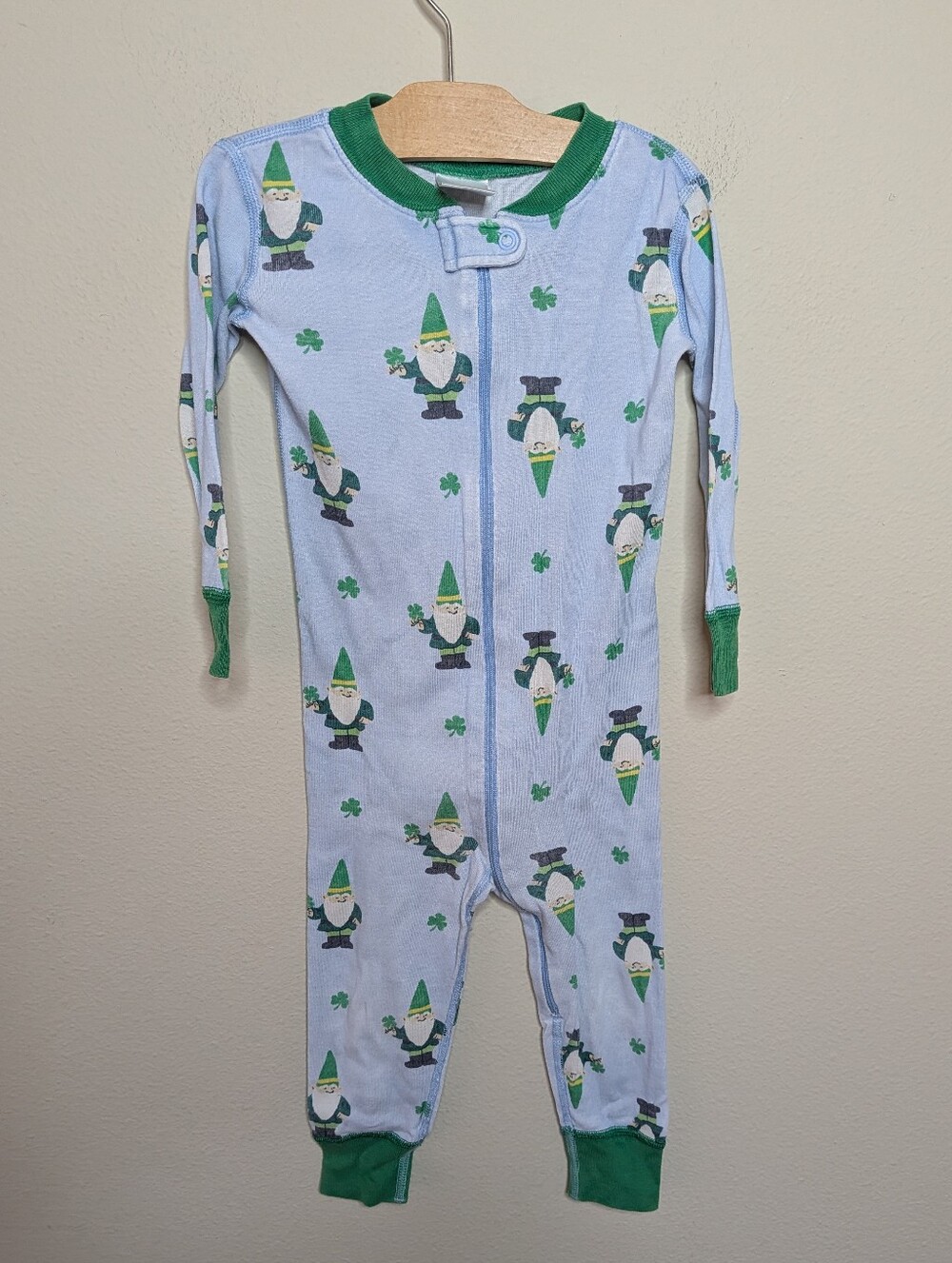 Hanna Andersson Gnome Shamrock Footless Zip Pajamas Organic Cotton 85 2T